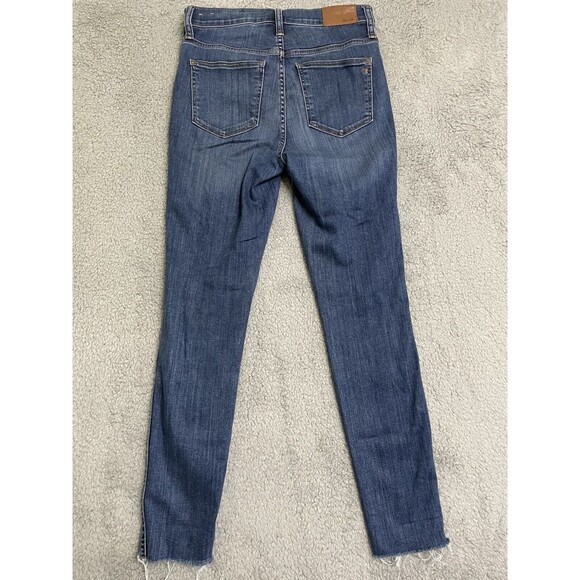 Madewell 10” High Rise Distressed Skinny Jeans Raw Hem Sz 27 Button Fly Stretch - Picture 9 of 12